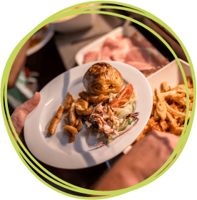 Food being served at Little Bridge House